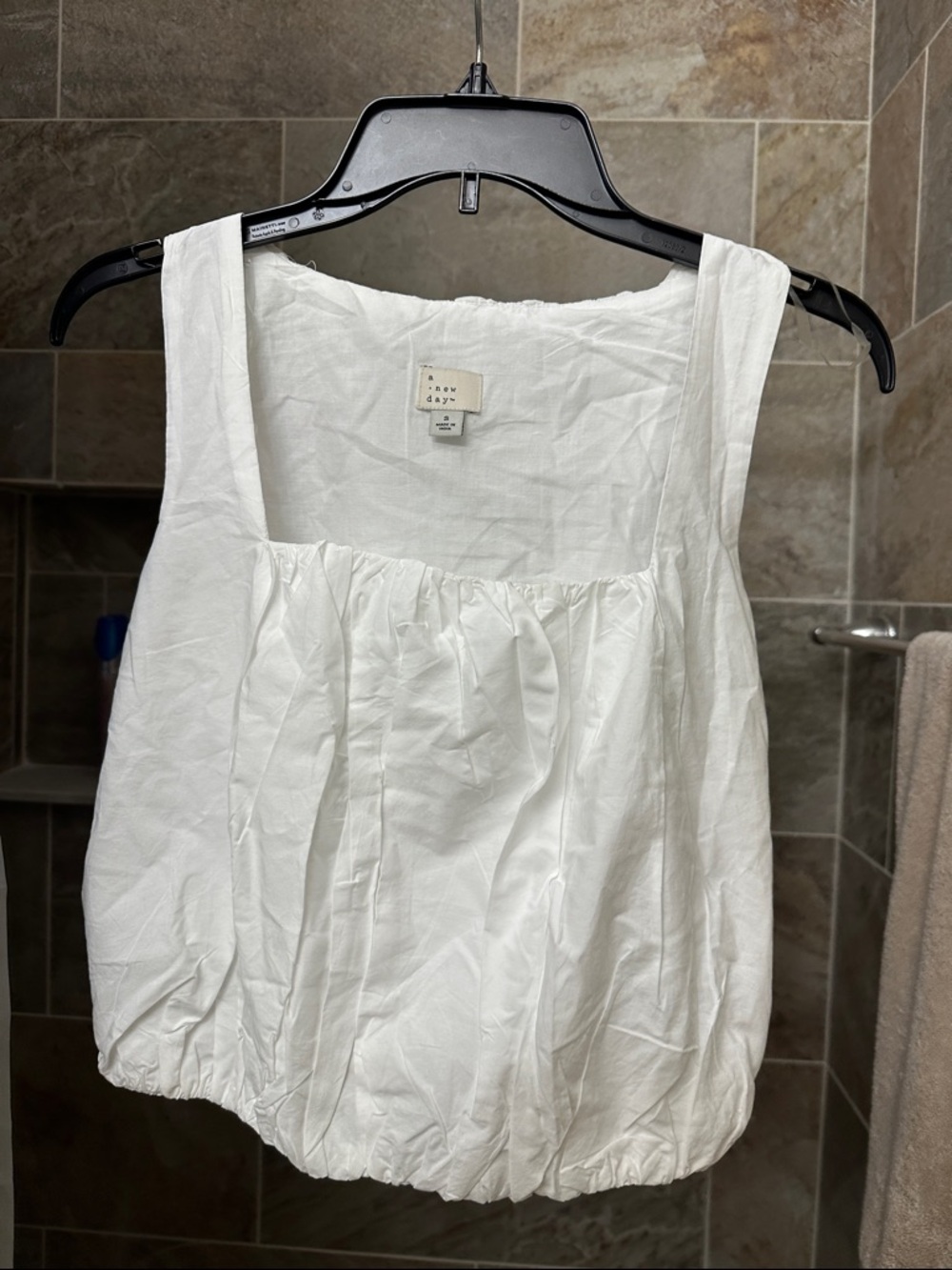 a new day White Square-Neck Cotton Crop Tank small nwot